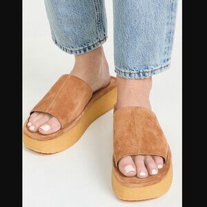 Vince Palley Brown Suede Textured Gumsole Platform Sandals 7.5